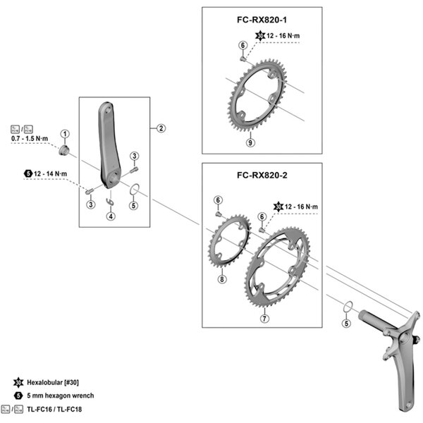 Shimano Shimano GRX FC-RX820-2  12 Speed Double Outer Chainring 48T-ND, For 48-31T