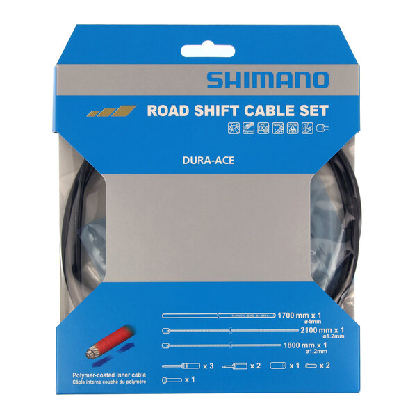 Shimano Shimano Road Gear Cable Set, Polymer Coated Inners, Black
