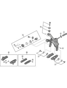 Shimano Shimano Ultegra R55C4  R8000 Cartridge Brake Shoe Calliper Mount, Alloy Rim, Black, Pair