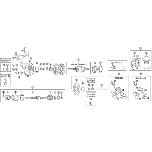 Shimano Shimano Nexus SG-3R40 Internal Assembly, 176 mm