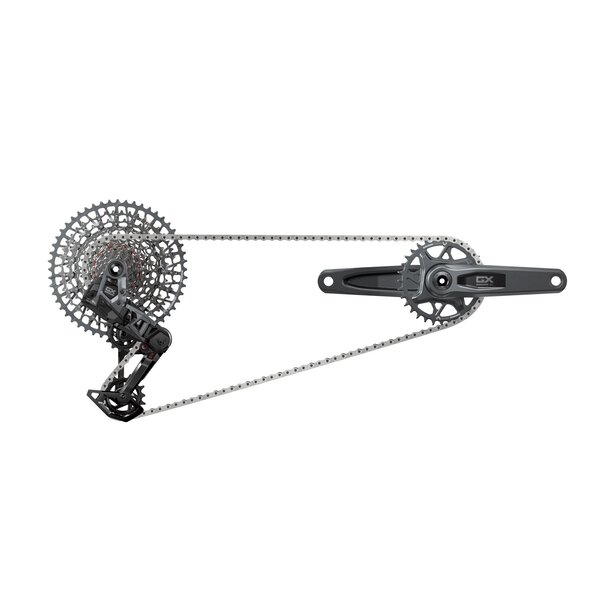 SRAM GX T-Type Eagle Transmission AXS Groupset (RD w/Battery/Charger/Cord, EC POD, FC GX Q174 DUB MTB Wide w/DM 32t CR w/2 Guards, CN 126l, CS XS-1275 10-52t), Dark Polar