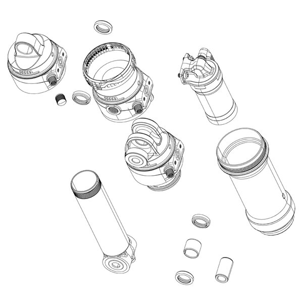 Rockshox Spare - Rear Shock Damper Body - Thrushaft (Includes Damper Body, Bushing & Seals) - Super Deluxe Thrushaft C1