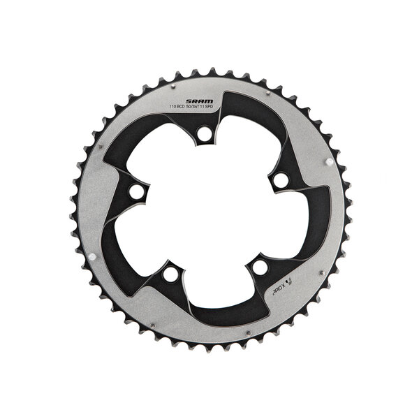 SRAM Chain Ring Road Rival22 X-Glide R 50T Yaw 11 Speed S3 HiddenBolt/Non-Hidden Bolt 110 Alum 5mm Silver BB30 or GXP (50-34): BLACK 11SPD 50T