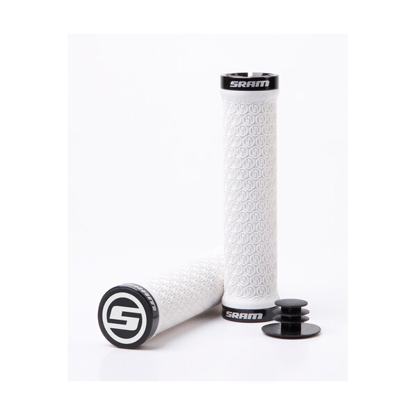 SRAM Locking Grips w/ 2 Clamps & End Plugs White: