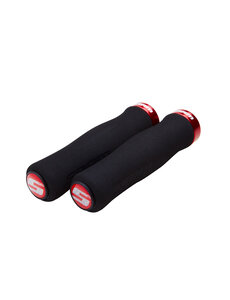  SRAM Locking Grips Contour Foam 129mm Black with Single Red Clamp and End Plugs: