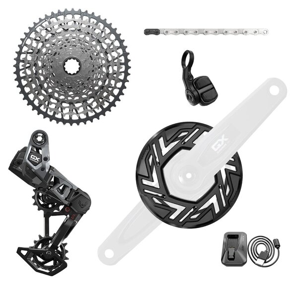SRAM - GX T-Type Eagle E-Mtb 104Bcd Transmission Axs Groupset (Rd W/Battery/Charger/Cord, Ec Pod, Cr 104Bcd T-Type 34T,Clip-On Guard, Cn 126L, Cs Xs-1275 10-52T) – Cranks Not Included: