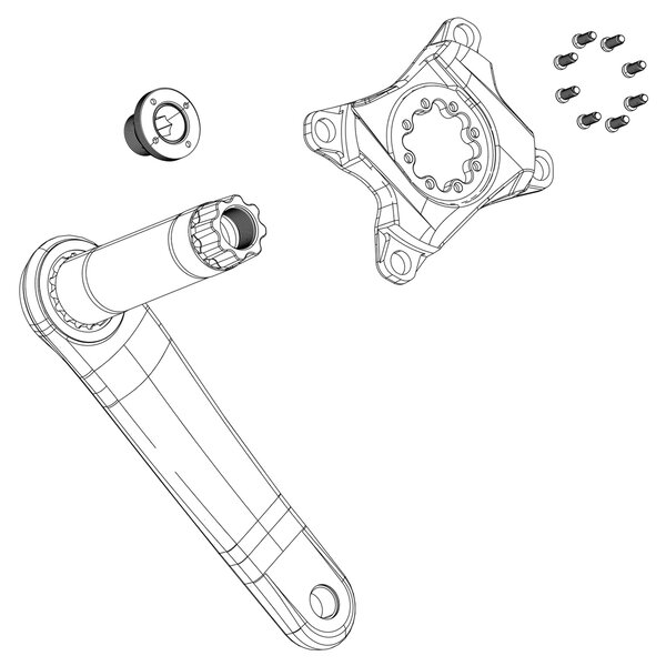 SRAM Spare - Crank Arm Bolt Kit Self-Extracting M18/M30 DUB Steel Black: BLACK
