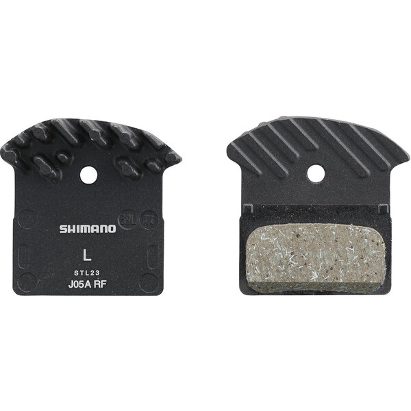 Shimano J05A-RF disc brake pads and spring, resin pad, with cooling fins