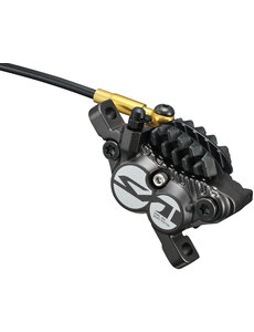 Shimano Saint M820 4-piston calliper, post mount, for front or rear Black / Gold