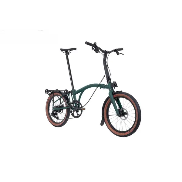 Brompton Brompton G-Line Folding Bike, Forest Green, Mudguards & Rack, Large, Telescopic seat-post
