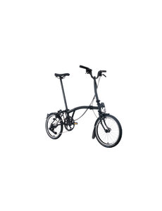 Brompton Brompton C-Line Folding Bike, 4-Speed, Black Matt/ Black, Mudguards & Rear Rack, Standard seat-post, High-Bars