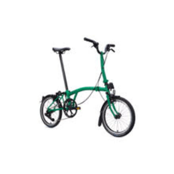 Brompton Brompton C-Line Folding Bike, 4-Speed, Palm Green / Black, Standard seat-post, High-Bars
