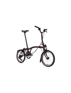 Brompton Brompton C-Line Folding Bike, 12-Speed, Plum Red / Black, Mudguards & Rear Rack, Standard seat-post, High-Bars