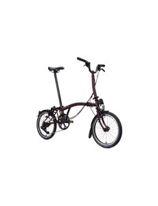 Brompton Brompton C-Line Folding Bike, 12-Speed, Plum Red / Black, Mudguards & Rear Rack, Standard seat-post, High-Bars