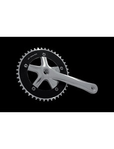  Crankset Polished SYSTEMEX CRANKSET Single Speed 170mm Crank length 44t 1/2 x 1/8 Chain ring 130 PCD