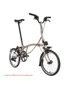 Brompton Brompton C-Line Folding Bike, 12-Speed, Sand Dune / Sand Dune, Mudguards & Rear Rack, Extended seat-post, High-Bars