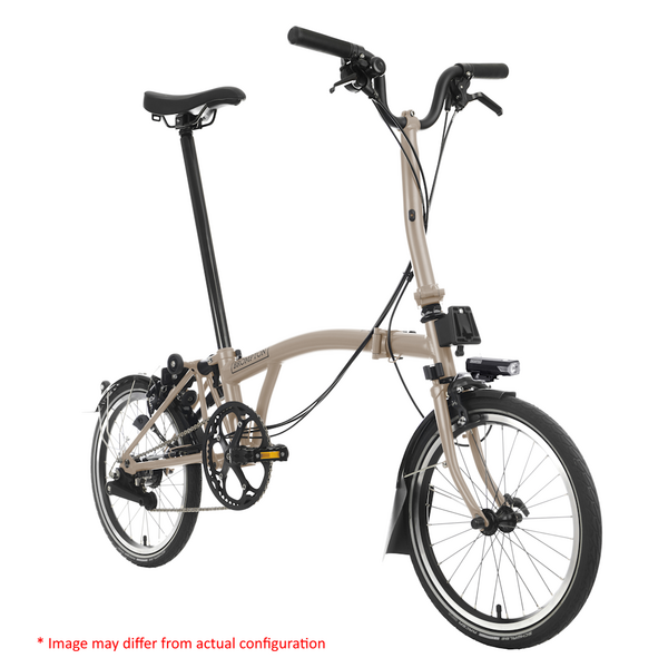 Brompton Brompton C-Line Folding Bike, 12-Speed, Sand Dune / Sand Dune, Mudguards & Rear Rack, Extended seat-post, High-Bars