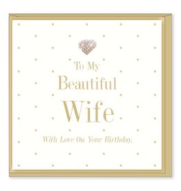 Hearts Design Wenskaart - Beautiful Wife - Birthday