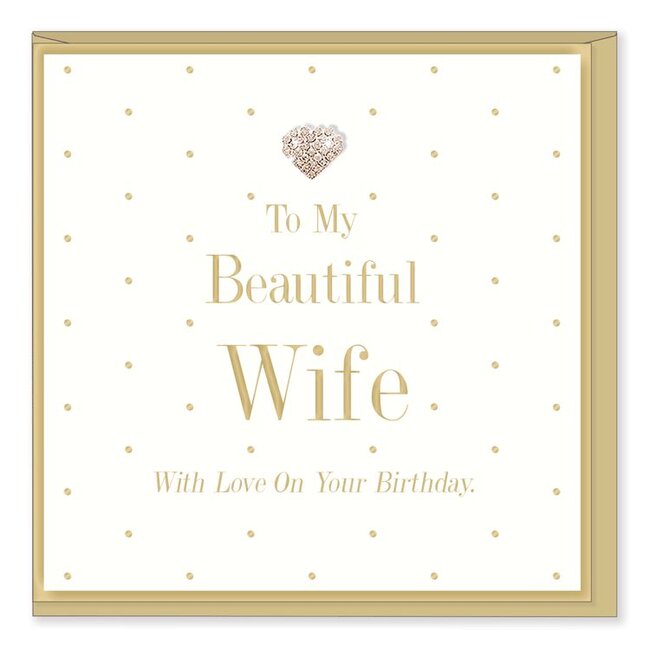 Hearts Design Wenskaart - Beautiful Wife - Birthday