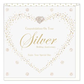 Hearts Design Wenskaart - Silver Wedding Anniversary