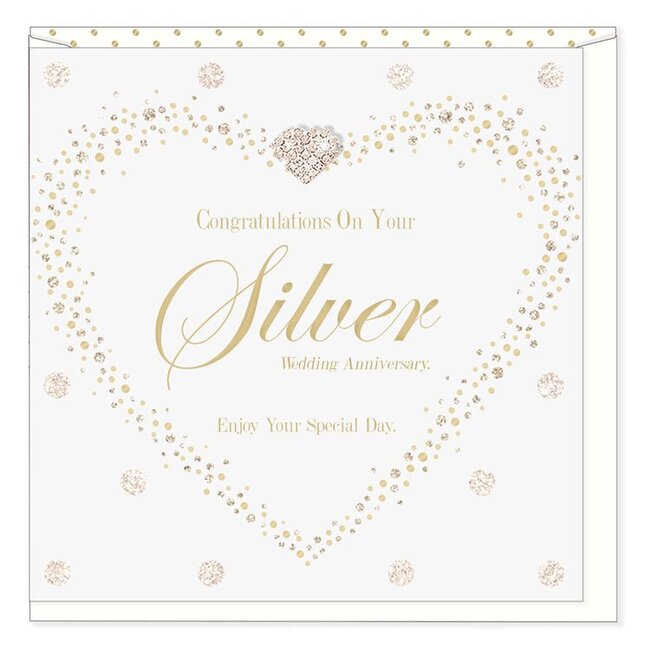 Hearts Design Wenskaart - Silver Wedding Anniversary