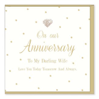 Hearts Design Wenskaart - To my Darling Wife - Anniversary