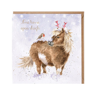 Wrendale Wenskaart - One Horse Open Sleigh