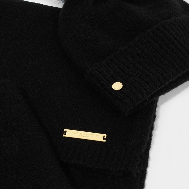 Katie Loxton Giftset - Sjaal & Muts - Zwart