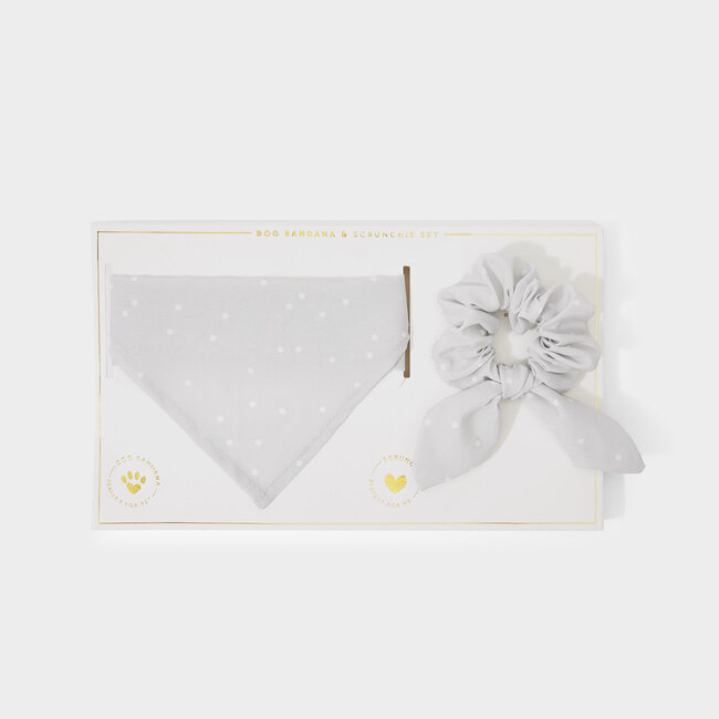 Katie Loxton Dog Set - Bandana & Scrunchie Grijs