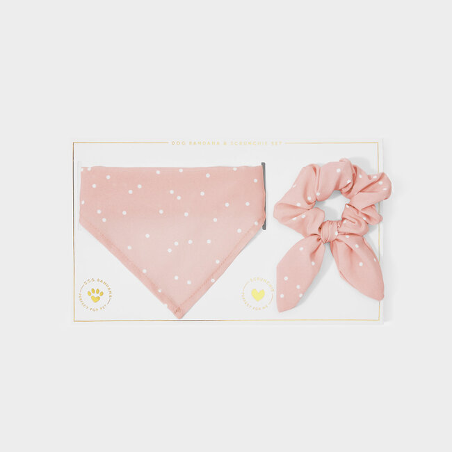 Katie Loxton Dog Set - Bandana & Scrunchie Roze