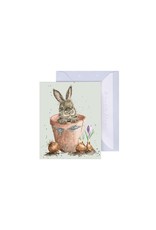 Wrendale Mini Wenskaart - Flower Pot Bunny