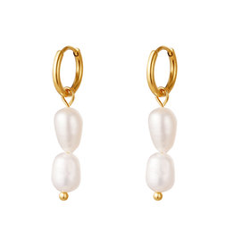 Oorbellen - Double Pearls Goud