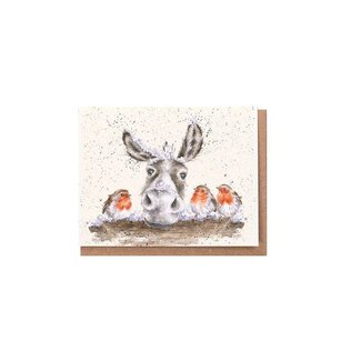 Wrendale Mini Wenskaart - Christmas Donkey