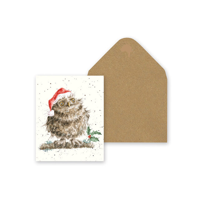 Wrendale Mini Wenskaart - Christmas Owl