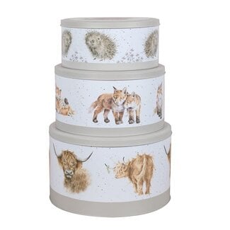 Wrendale Cake Tin Set - Cow, Fox, Hedgehog