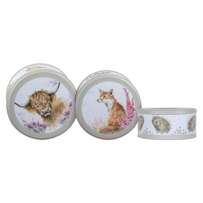 Wrendale Cake Tin Set - Cow, Fox, Hedgehog