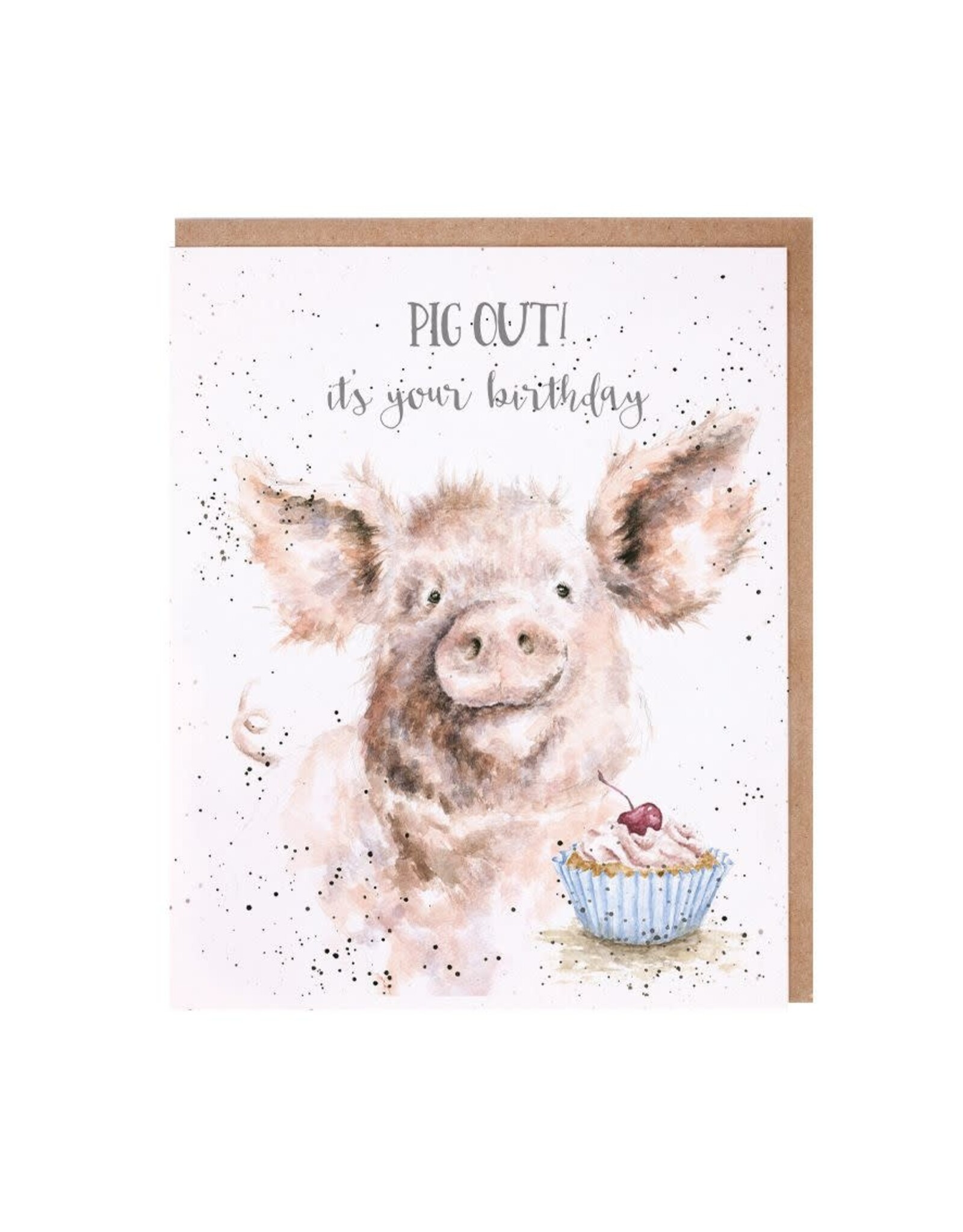 Wrendale Wenskaart - Pig out! It's your Birthday