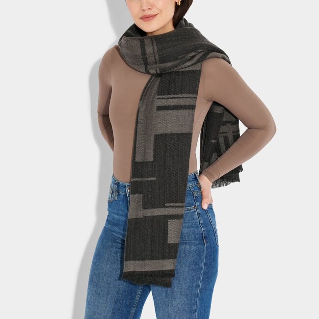 Katie Loxton Sjaal - Block Charcoal