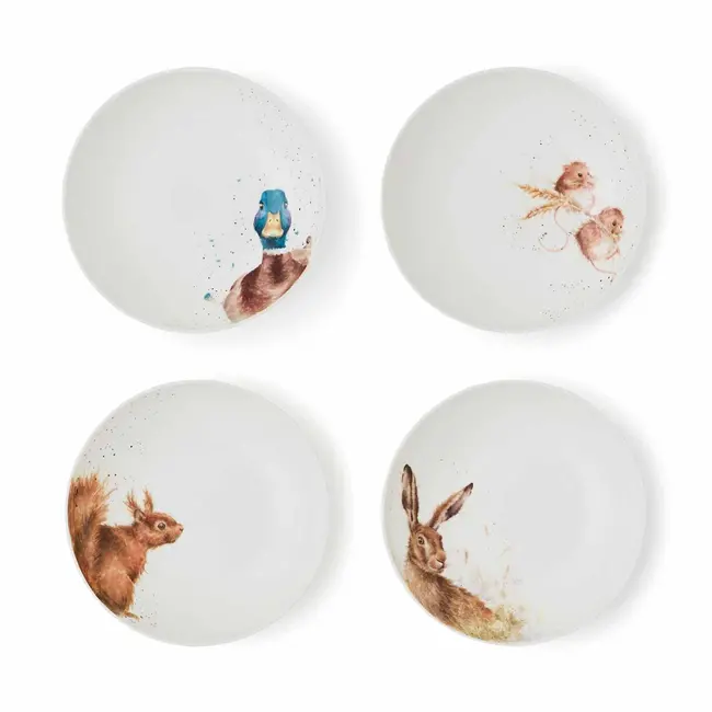 Wrendale Set 4 Pastaborden - Woodland - 22,3cm
