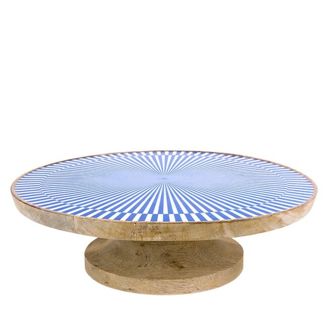 Cakestand - Mangohout White/blue - Large