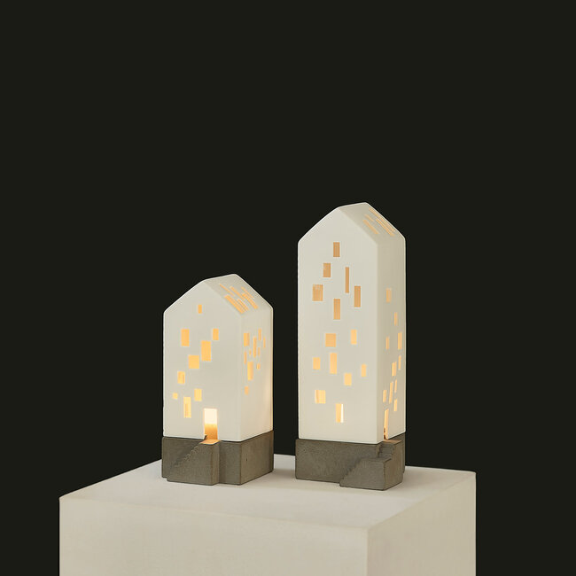 Räder Theelichthouder Huisje - Beton Klein