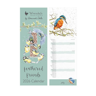 Wrendale Kalender Slim 2026 - Feathered Friends
