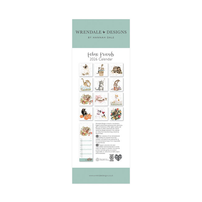 Wrendale Kalender Slim 2026 - Feline Friends