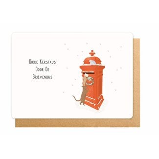 Enfant Terrible Wenskaart - Dikke Kerstkus door de Brievenbus