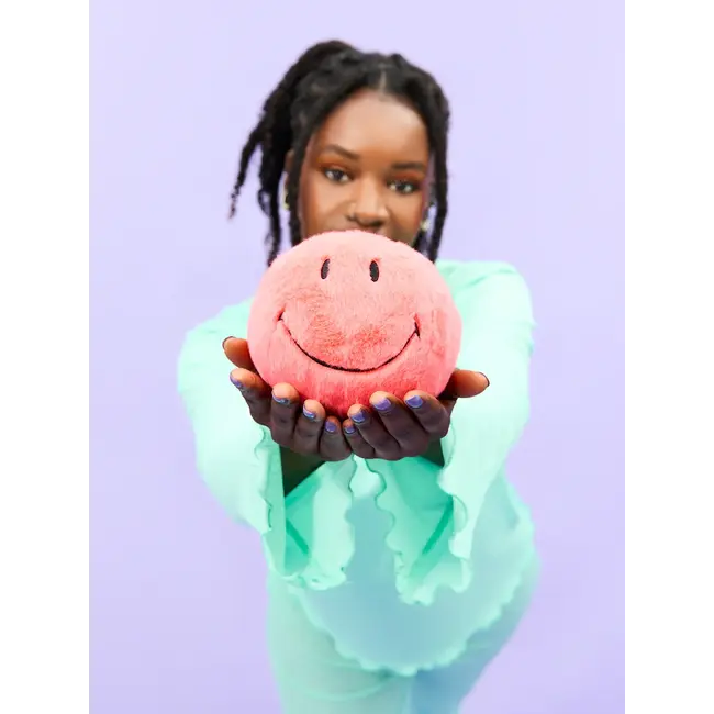 Bon Ton Toys Knuffel Smiley - Fuzzy Bright Coral - 13cm
