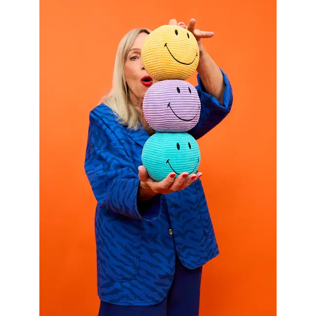 Bon Ton Toys Knuffel Smiley - Corduroy Teal - 13cm