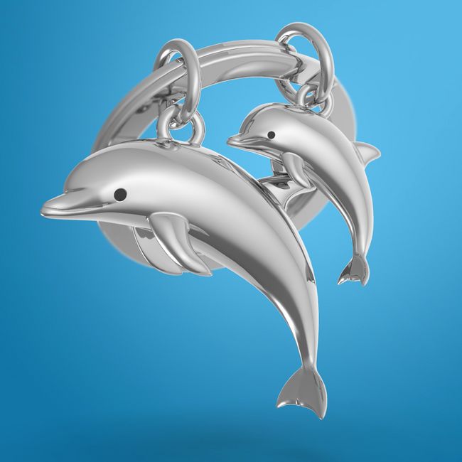 Metalmorphose Sleutelhanger - Dolphin Mom & Baby