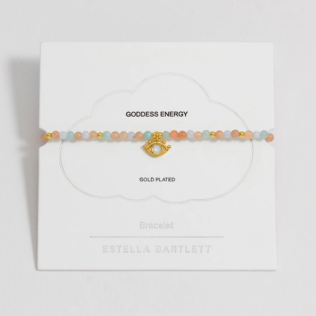 Estella Bartlett Armband - Evil Eye - Peach Moonstone and Lime Aventurine