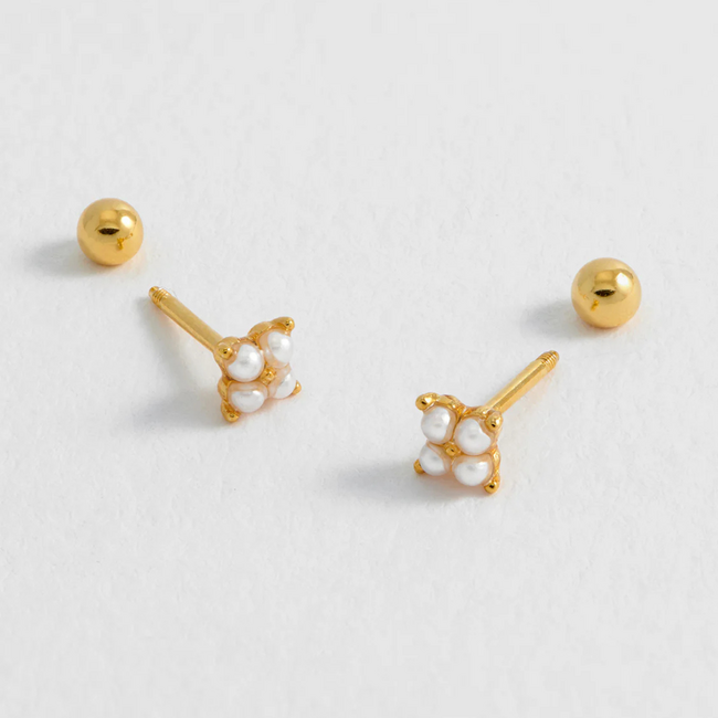 Estella Bartlett Oorbellen - Mini Pearl Flowers - Gold