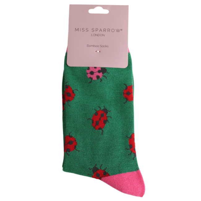 Miss Sparrow Sokken - Ladybug - Dark Green